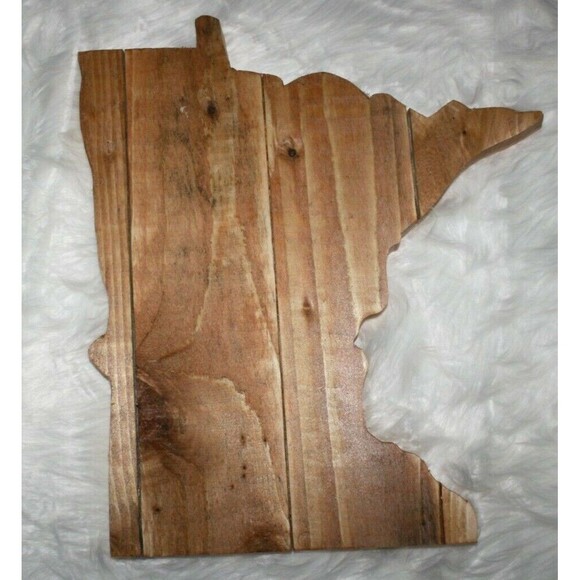 State of Minnesota Wood Wall Plaque Pecan Stained Handmade - Picture 2 of 3